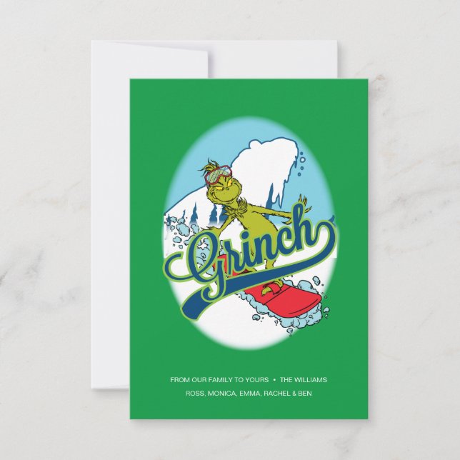 Grinch Snowboarding Card (Front)