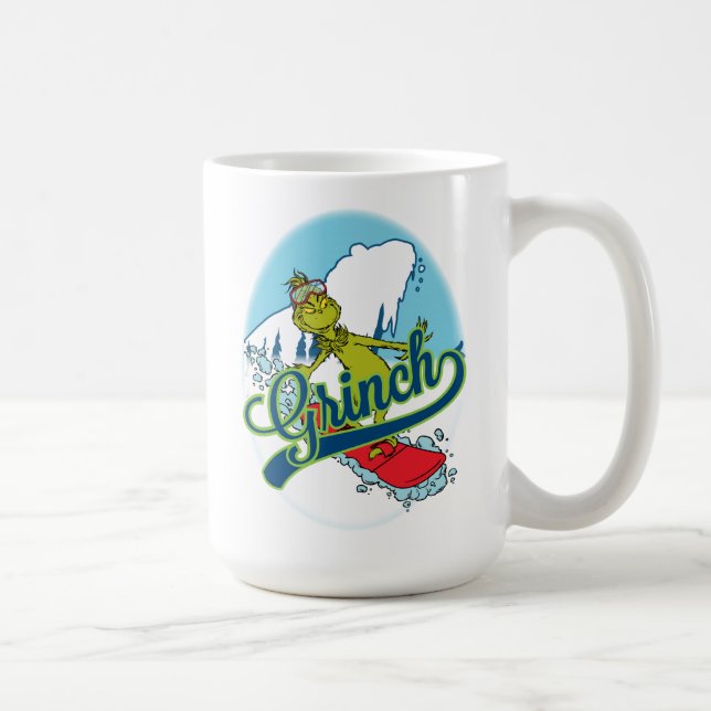 Grinch Snowboarding Coffee Mug (Right)