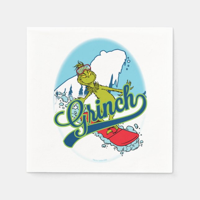 Grinch Snowboarding Napkin (Front)