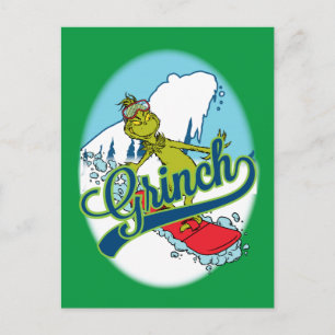 Grinch Snowboarding Postcard