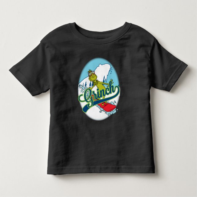 Grinch Snowboarding Toddler T-Shirt (Front)