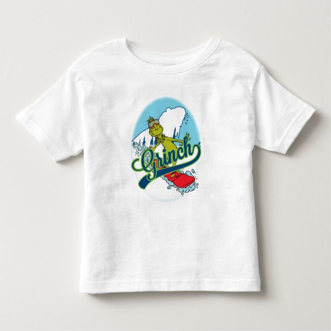 Grinch Snowboarding Toddler T-Shirt (Front)
