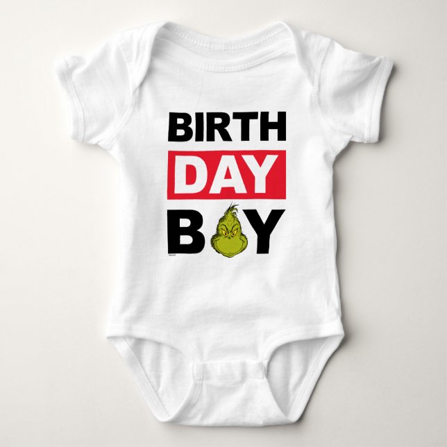 Grinch Snowflake Birthday Boy Baby Bodysuit (Front)