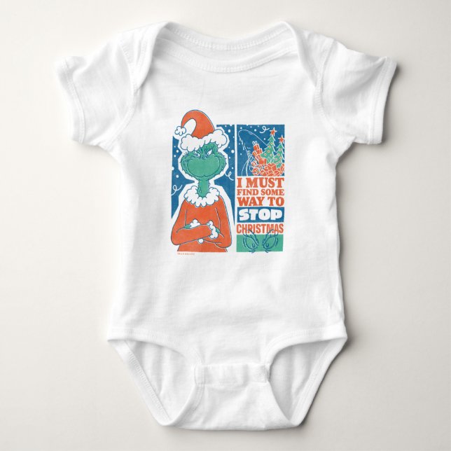 Grinch | Stop Christmas Vintage Graphic Baby Bodysuit (Front)