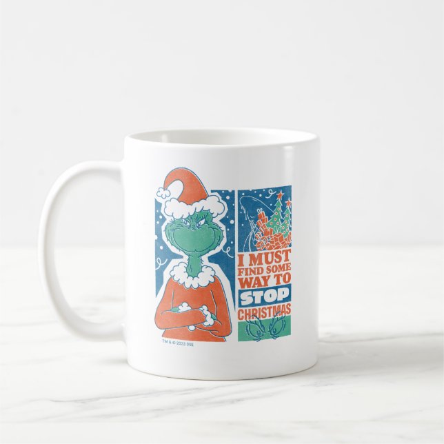 Grinch | Stop Christmas Vintage Graphic Coffee Mug (Left)