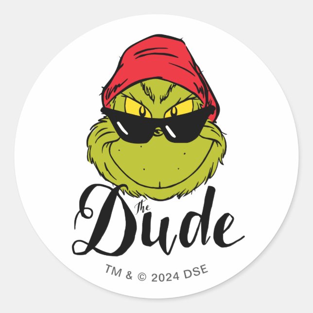 Grinch | The Dude Classic Round Sticker (Front)