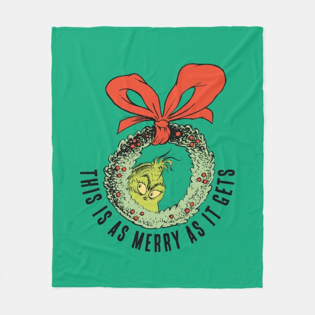Grinch | This Is As Merry As It Gets Fleece Blanket (Front)