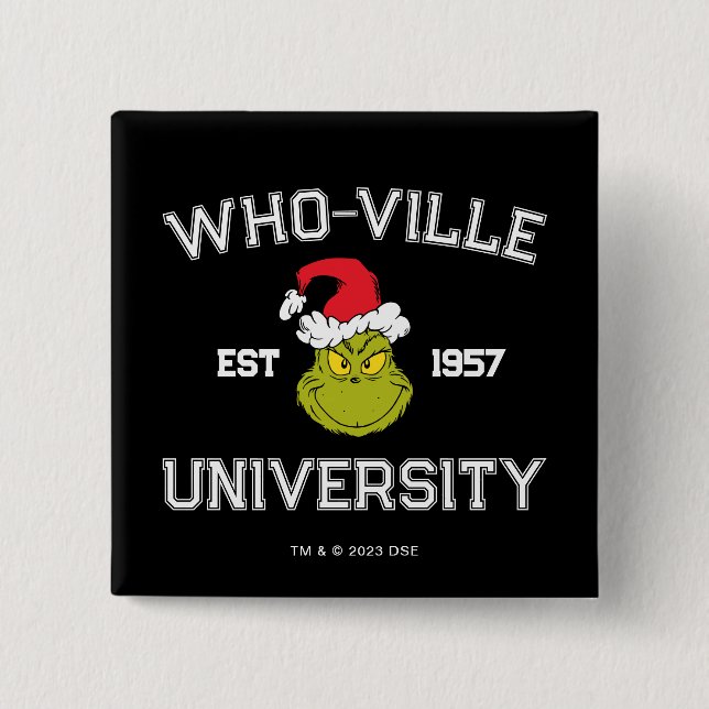 Grinch | Who-ville University Est 1957 15 Cm Square Badge (Front)