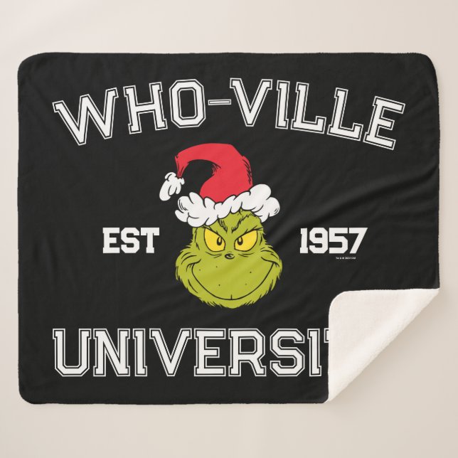 Grinch | Who-ville University Est 1957 Sherpa Blanket (Front (Horizontal))