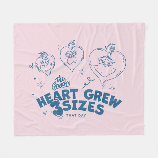 Grinch's Heart Grew 3 Sizes Fleece Blanket (Front (Horizontal))