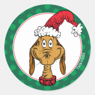 Grinch's Max   Santa Claus Hat Classic Round Sticker