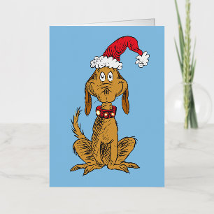 Grinch's Max   Santa Claus Hat Foil Greeting Card
