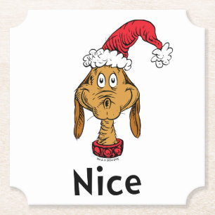 Grinch's Max   Santa Claus Hat Paper Coaster