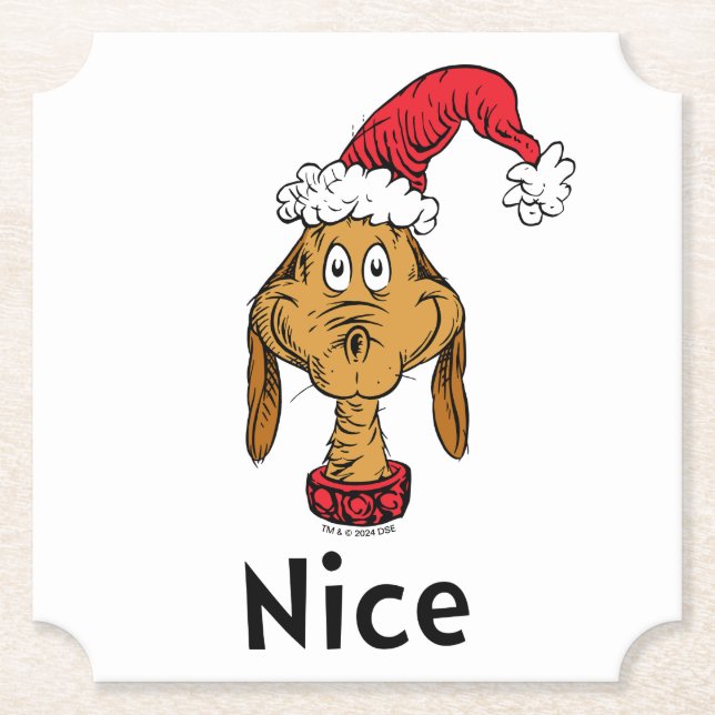 Grinch's Max | Santa Claus Hat Paper Coaster (Front)