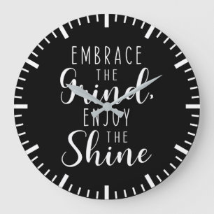 Grind and Shine, Gym, Hustle, Success, Inspire Large Clock