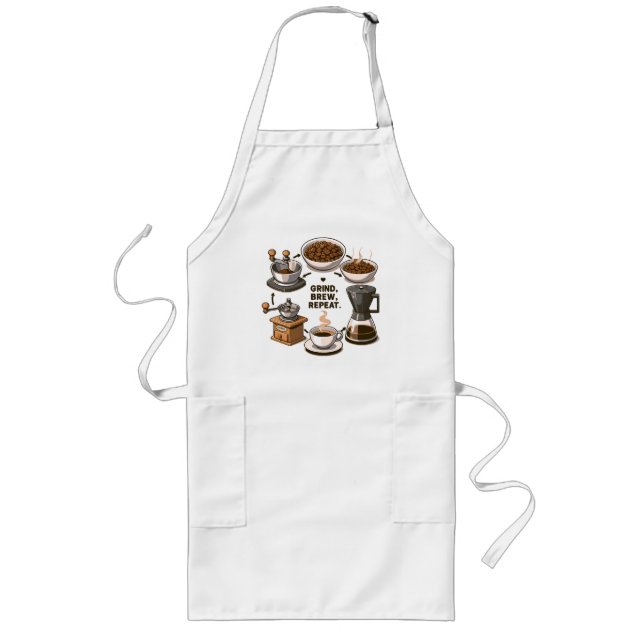 Grind Brew Repeat Long Apron (Front)