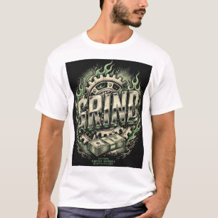 GRIND Chrome Letters Flames Cash Gear Gathering Ri T-Shirt