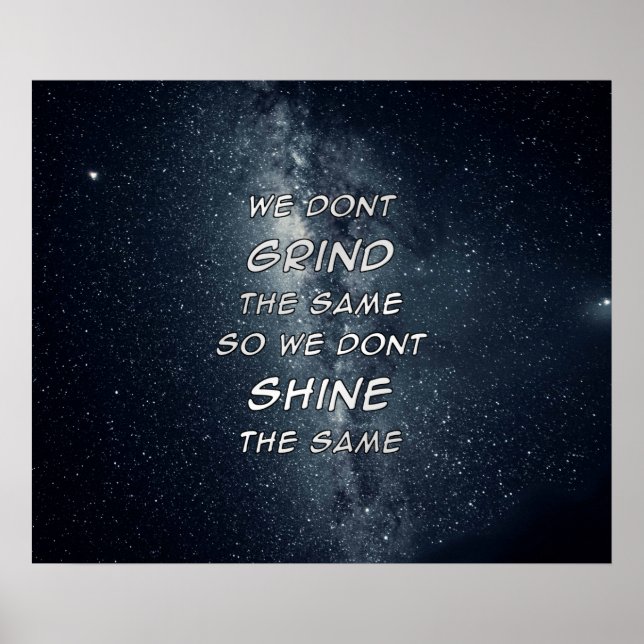 Grind & Shine Stars Motivational Inspiration Poster (Front)