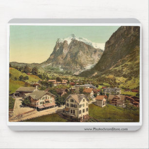 Grindelwald and Wetterhorn Mountain, Bernese Oberl Mouse Pad