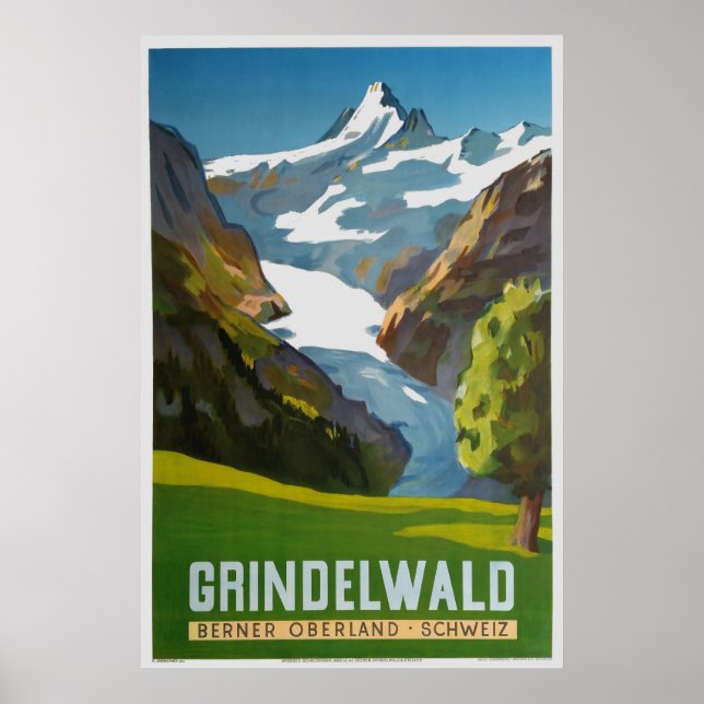 Grindelwald,Berner Oberland, Schweiz, Ski Poster (Front)