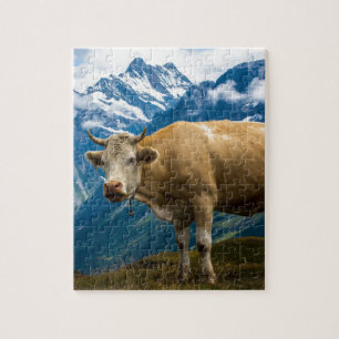 Grindelwald Cow - Bernese Alps - Switzerland Jigsaw Puzzle