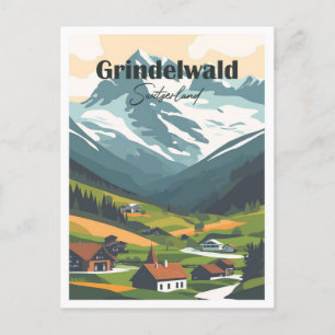 Grindelwald Switzerland Artwork Travel  Postcard