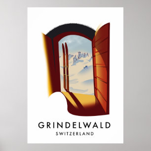 Grindelwald Switzerland ski poster