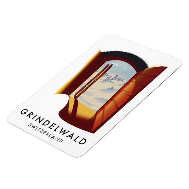 Grindelwald Switzerland ski poster Magnet (Left Side)