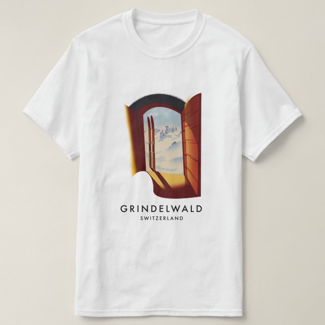 Grindelwald Switzerland ski poster T-Shirt (Design Front)