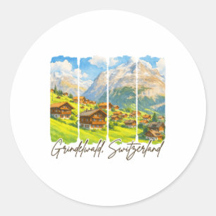 Grindelwald Switzerland Travel Brushstroke Grindel Classic Round Sticker