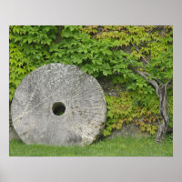 Grinding stone, Castle Banfi in Tuscany region,