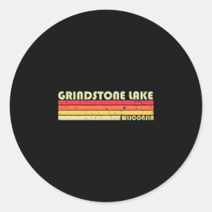 Grindstone lake wisconsin funny fishing camping classic round sticker