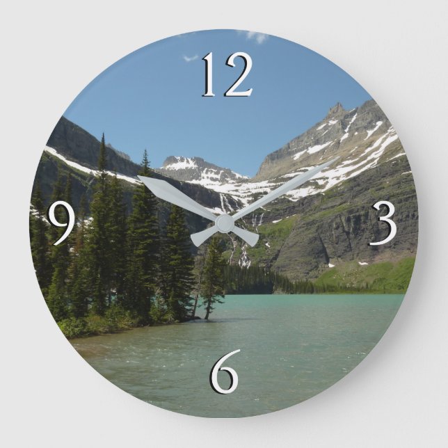 Grinnell Lake at Glacier National Park Large Clock (Front)