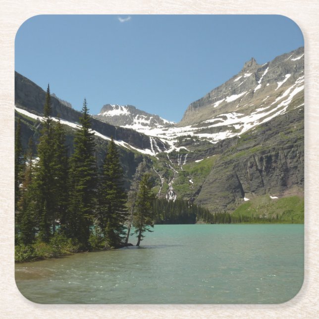 Grinnell Lake at Glacier National Park Square Paper Coaster (Front)
