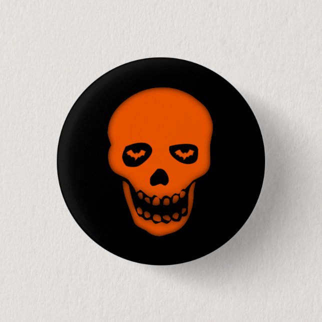 Grinning Bat Skull Goth Badge (Front)