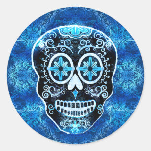 Grinning Blue Calavera Stickers