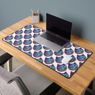 Grinning Blue Cat Vintage Halloweenies Desk Mat