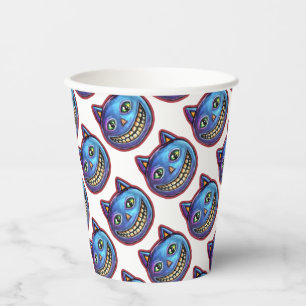 Grinning Blue Cat Vintage Halloweenies Paper Cups