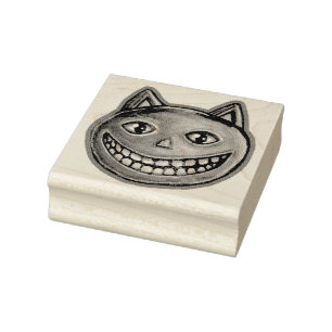 Grinning Blue Cat Vintage Halloweenies Rubber Stamp