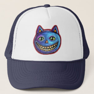 Grinning Blue Cat Vintage Halloweenies Trucker Hat