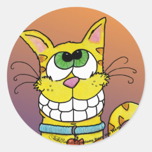 Grinning Cat Classic Round Sticker