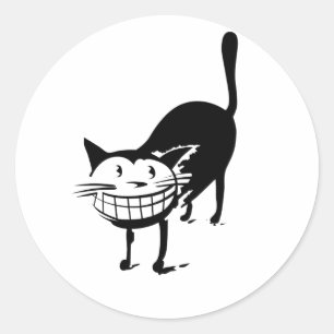 Grinning Cat Classic Round Sticker