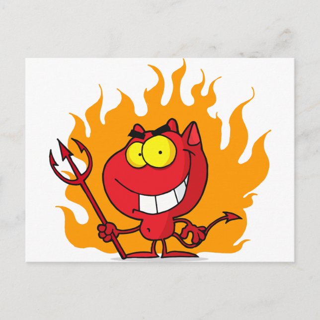 Grinning Devil With Pitchfork Postcard (Front)