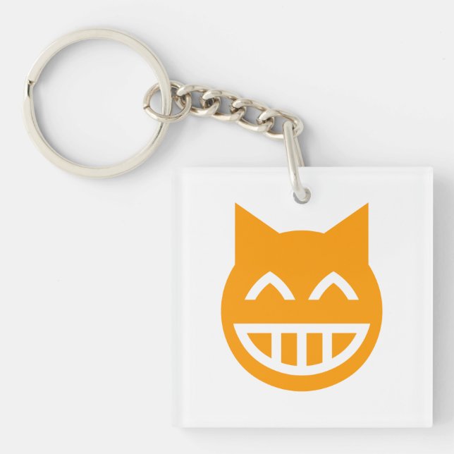 Grinning Emoji Cat Key Ring (Front)