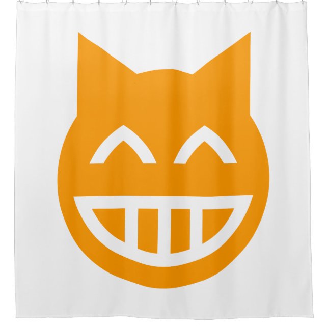Grinning Emoji Cat Shower Curtain (Front)