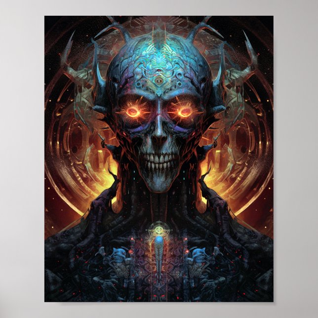 Grinning Evil Alien Man Sci-Fi Art Poster (Front)
