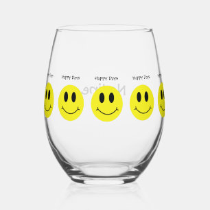 Grinning Face Classic Happy Days Personalised Stemless Wine Glass