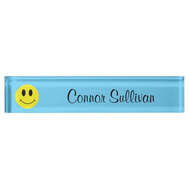 Grinning Face Classic with First Last Name  Nameplate (Front)