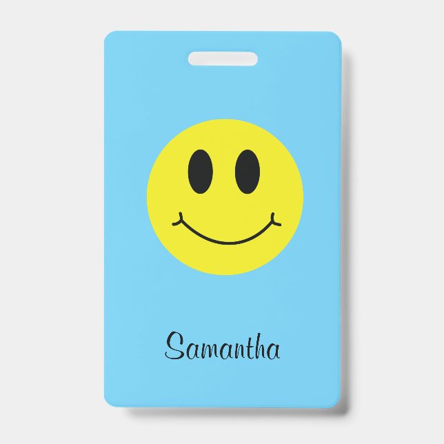 Grinning Face Classic with Name ID Badge (Front)