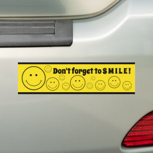 Grinning Face Don't Forget to SMILE Yellow Bumper Sticker